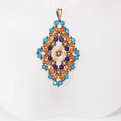 Pendant 30cm - Talia Rhombus M-Salmon Organza - Pendant 30cm - Laiton bronze